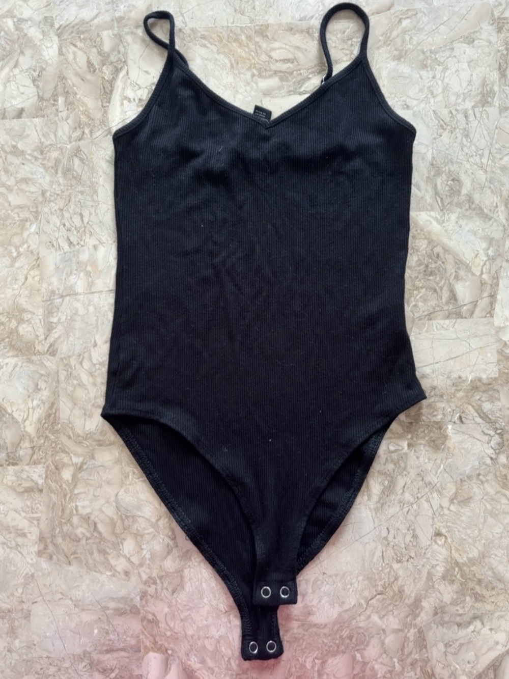 Black Ribbed Bodysuit